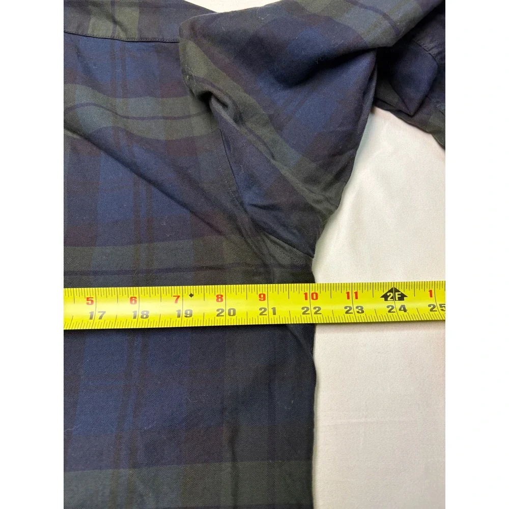 J. Crew Slim Fit Black Watch Plaid Cotton Oxford Shirt Navy Green K1993 Mens M